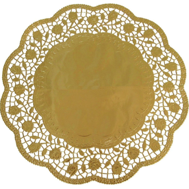 Paper doilies round 32cm 4pcs gold