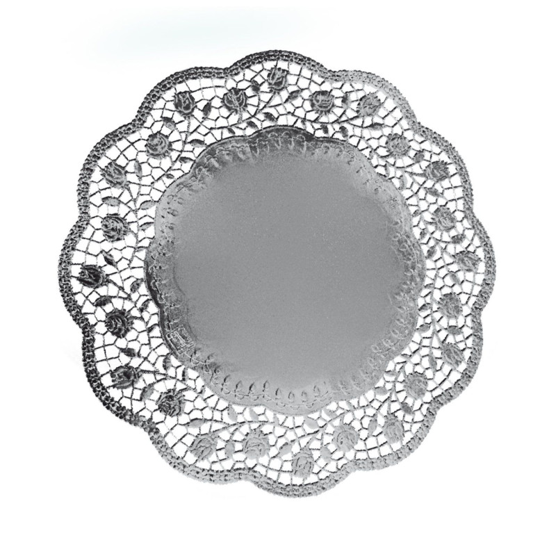 Paper doilies round 36cm 4pcs silver