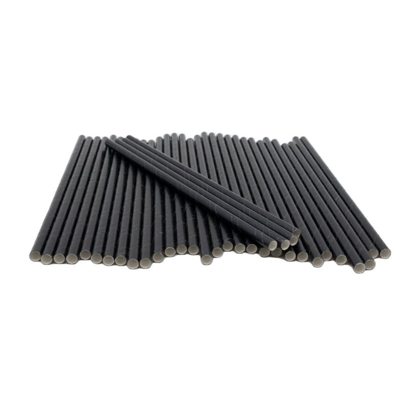 Straws paper D6mm h-20cm 250pcs black