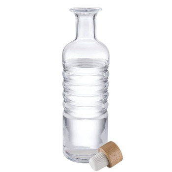 Glass carafe RINGS 0.8L D8cm h-28cm beech wood, silicone