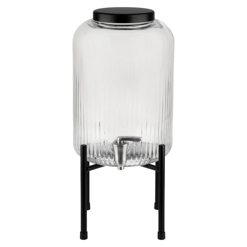 Beverage dispenser INDUSTRIAL glass D 20cm h-45cm 7L with metal stand