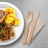 Wooden cutlery set (knife + fork + napkin) 60 sets