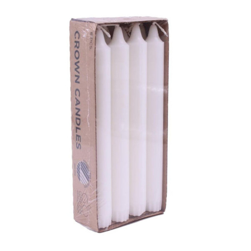 Свечи H-20см Ø2,2 см Go Green 7h 8pcs Stearin, White