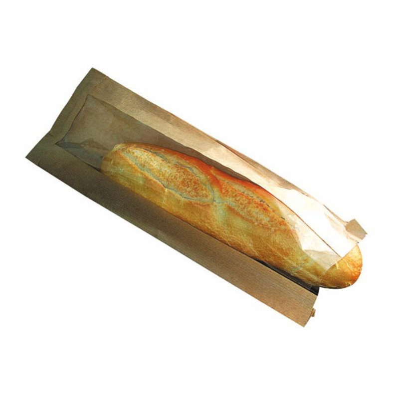 Bagetų maišeliai su dėžutėmis iš popieriaus 12+4x34cm ruda 50gb