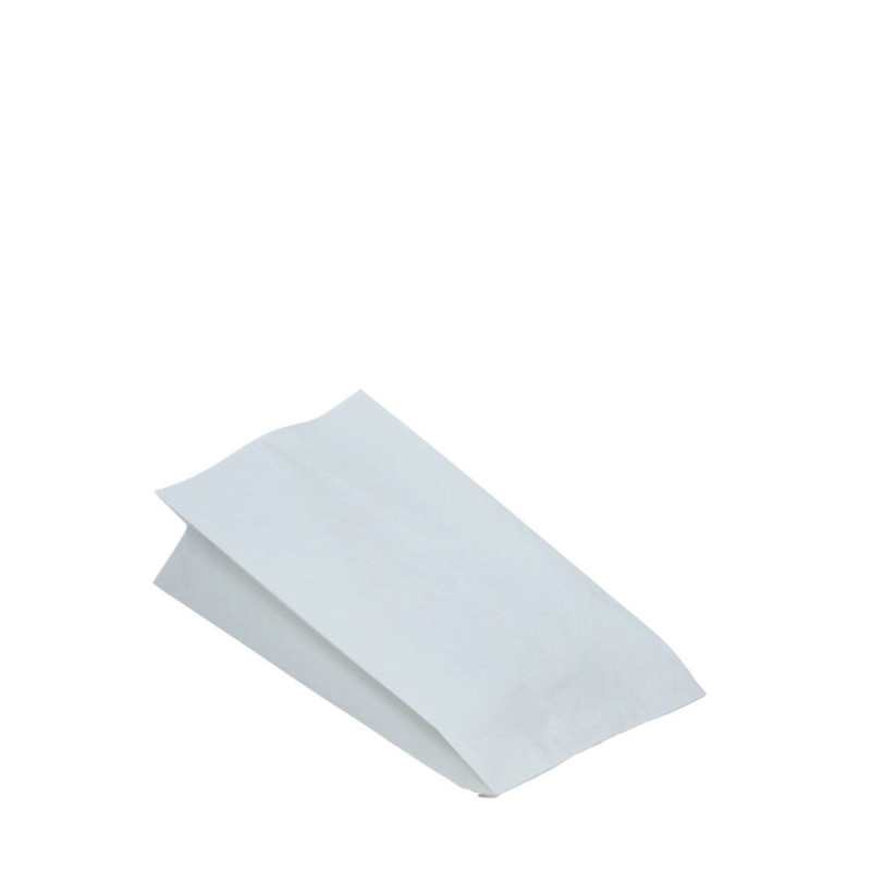 Paper bags greaseproof 10.5+5.5x24cm 100pcs white