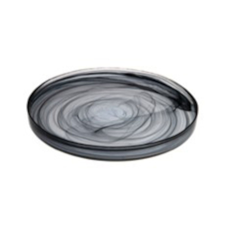 Тарелка с острым Ø28 см стеклянной алебастром черной