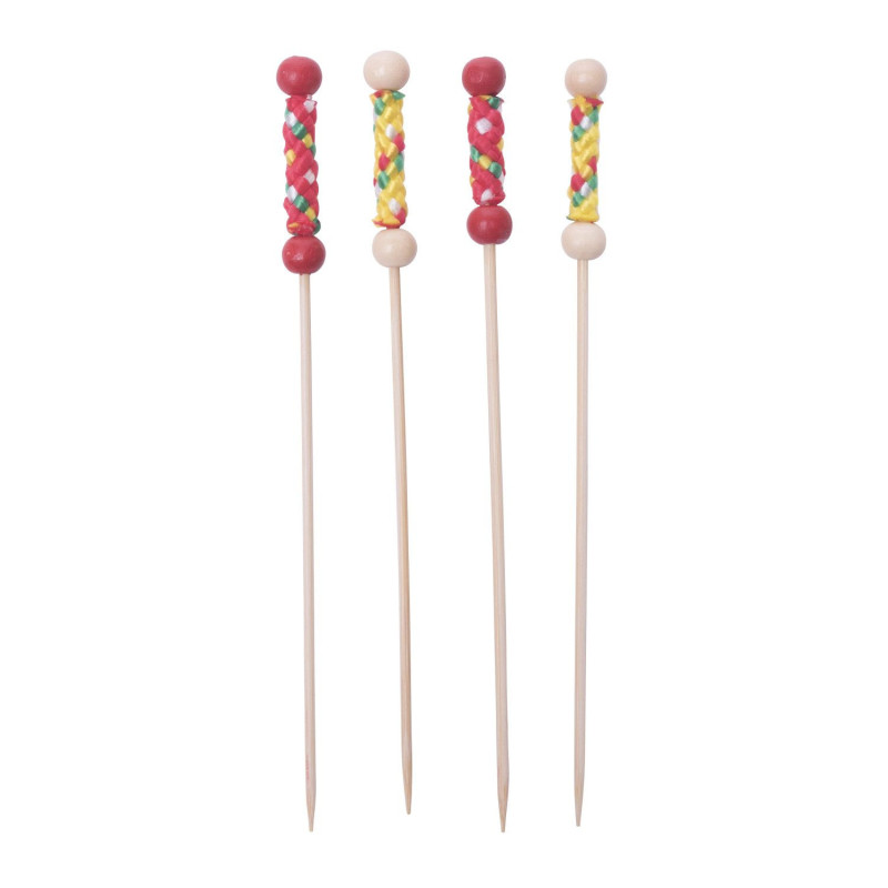 Bambusest dekoratiivpulgad 12cm 100tk punane/kollane TEKSTIIL