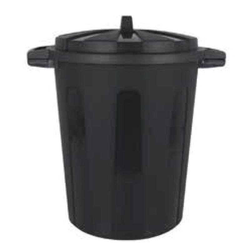 Dustbin with lid 100L PP D69cm h-57cm black