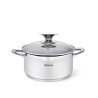 Stockpot ELEGANCE 18x9 cm / 2.2 LTR with glass lid, pouring lip and lid strainer (stainless steel)