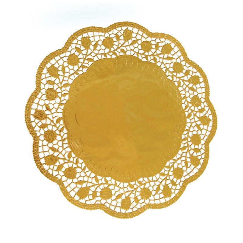 Paper doilies round 32cm 4pcs gold