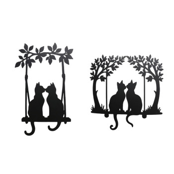 Dekoratyvinė figūrėlė Home ESPRIT Juoda Kačių Shabby Chic 43 X 1 X 70 CM (2 vnt.),,,