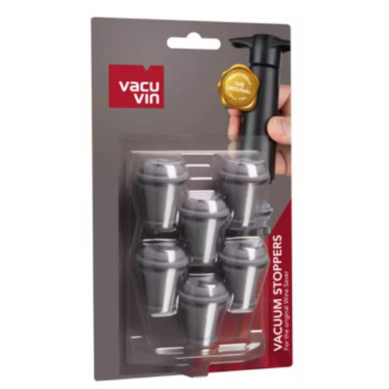 Vacuum Wine Stopper Grey (6 pcs), Blister