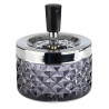 Ashtray -PUSH- D9.5cm h-11cm glass grey