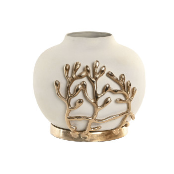 Vaas Home ESPRIT Valge Kuldne Alumiinium Kaasaegne 19 x 19 x 18 cm,,,