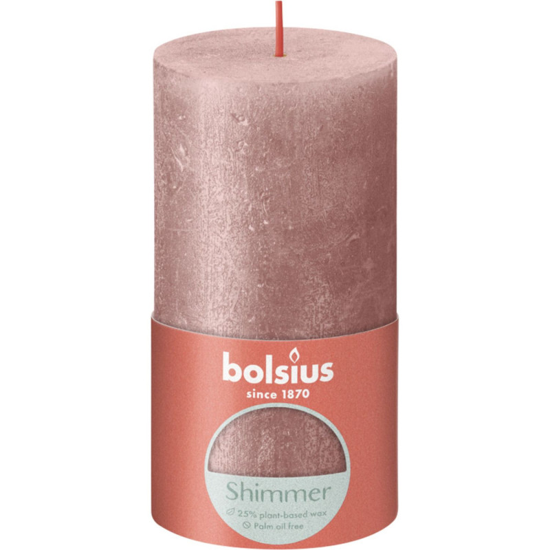 Pillar candle D6.8 h-13cm 60h RUSTIC pink