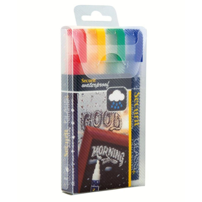 Waterproof chalkmarker coloured - red, green, yellow, blue - 2-6mm nib - Set of 4