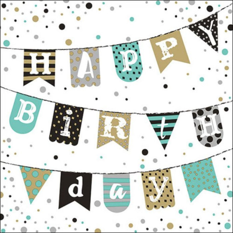Napkin 33 Birthday Garland Green FSC Mix