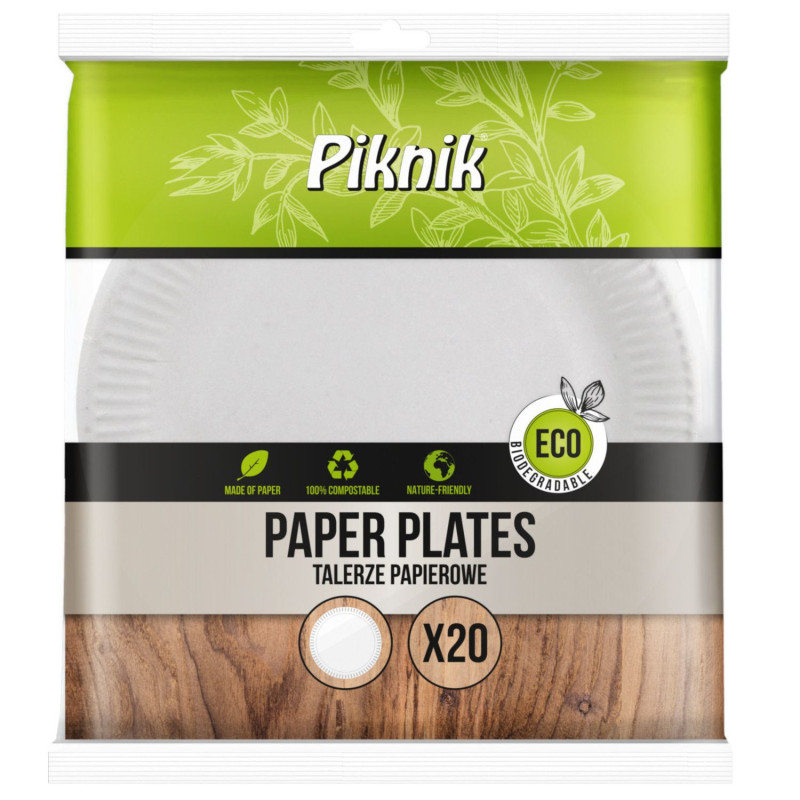 Plates BIO white 21.5cm 20pcs