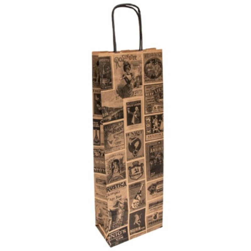 Paper bag for wine 14x8x40cm gold kraft[250]