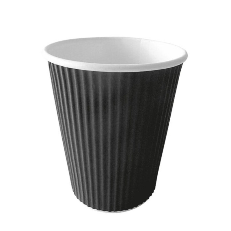 Rippled cup disposable 350ml 25pcs black