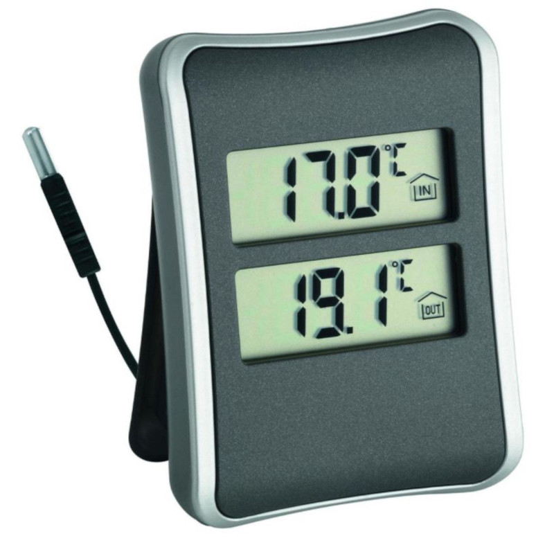 Digital indoor-outdoor-thermometer via cable 60x24x83mm 59g MIN/MAX black