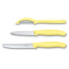 Paring Knife set with peeler, 3 pieces, light yellow, bulk
