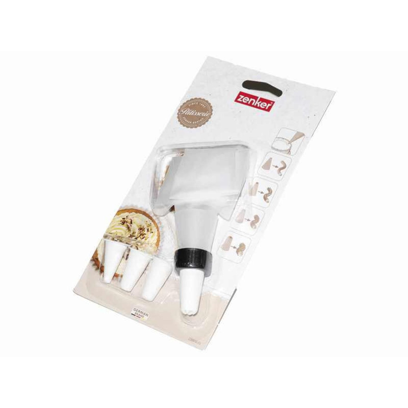 Pastry bag with 4 plastic tips 30cm