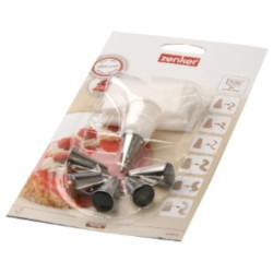 Pastry bag with 6 metal tips