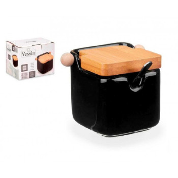 Druskinė keram. mediniu dangteliu s/š 190ml BLACK