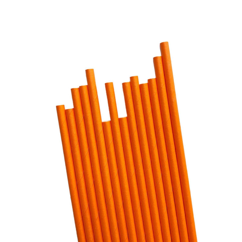 Straws paper D7mm h-20cm 500pcs orange