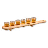 Shot glass carrier, poplar wood with 6 glasses 45x6.5x8cm