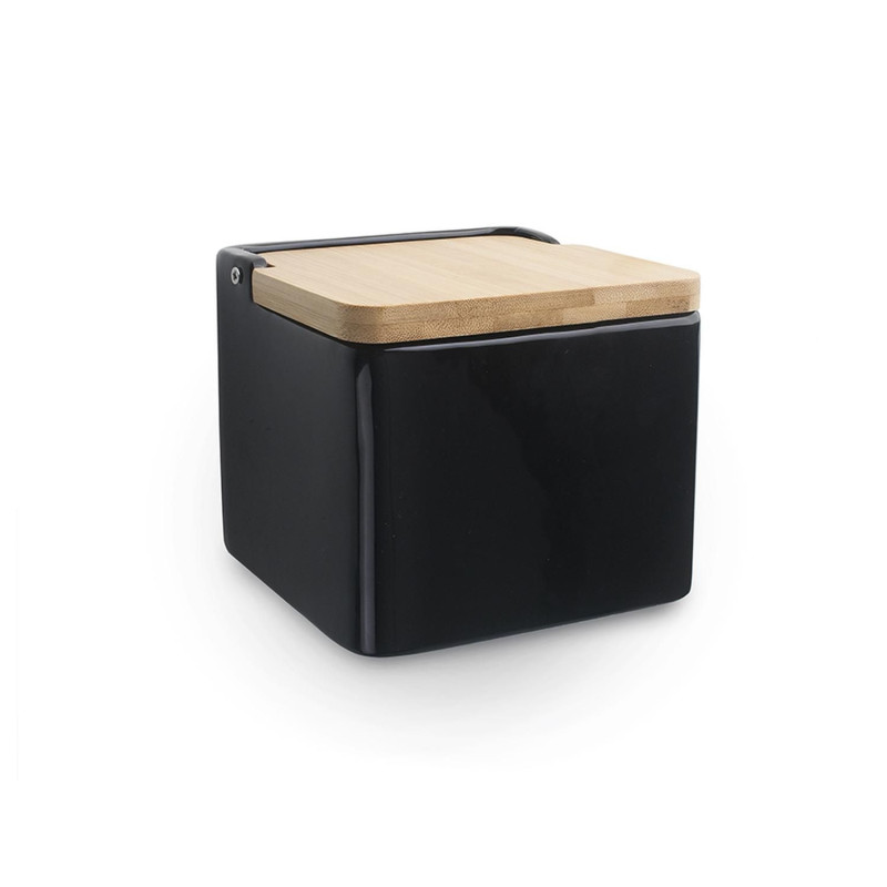 Sāls trauks ar koka vāku 11x11 h-9.9cm 0.68L melns