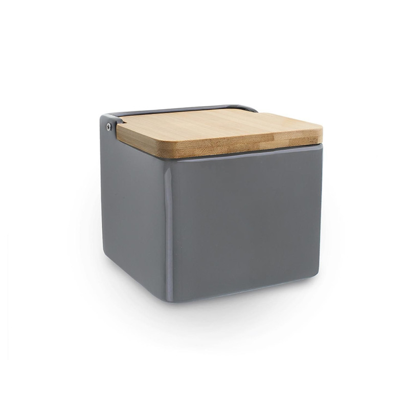 Sāls trauks ar koka vāku 11x11 h-9.9cm 0.68L pelēks