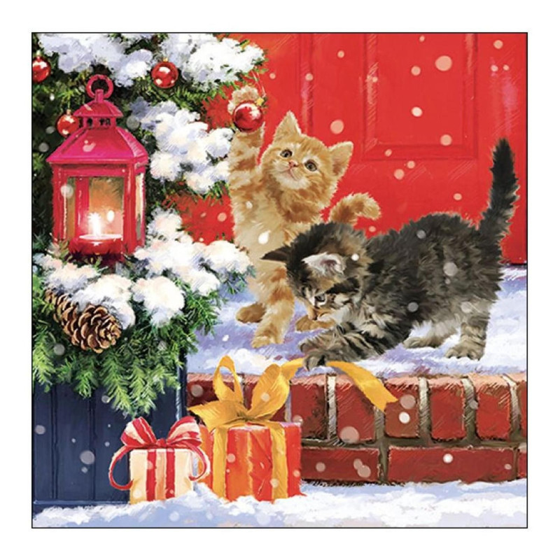 Napkins 33cm 3-ply 20pcs KITTENS ON DOORSTEP