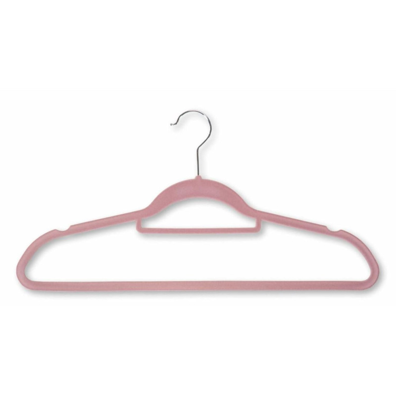 6 Coat hangers plastic anti-slip flocking 45.5cm 6pcs pink