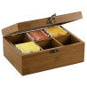 Tea box with 6 inner-boxes brown 21.7×16cm h-9cm