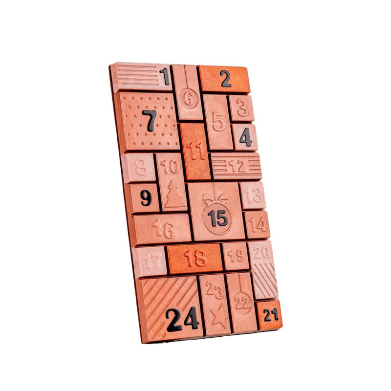 Šokolado plokštelės plm formos. 100 x 180 h 10,5 mm COUNTDOWN