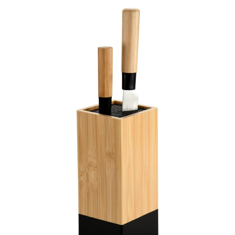 Knife block bamboo with plastic bristles 10x10x23cm