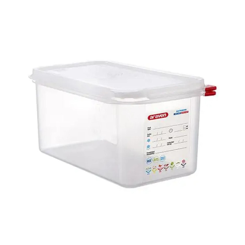 Сосуд GN 1/3 H-150 мм 32,5x17,6 см 6L PP с крышкой (-40 ° C ...+95 ° C)