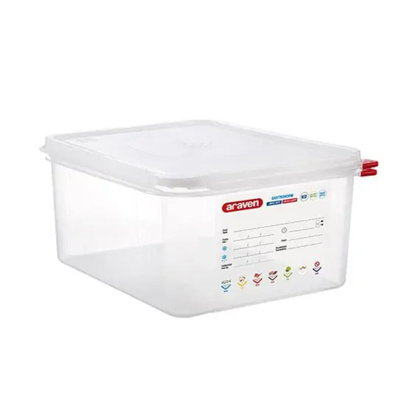 GN 1/2 h-150mm 32.5x26.5cm 10L PP with airtight lid (-40°C...+95°C)