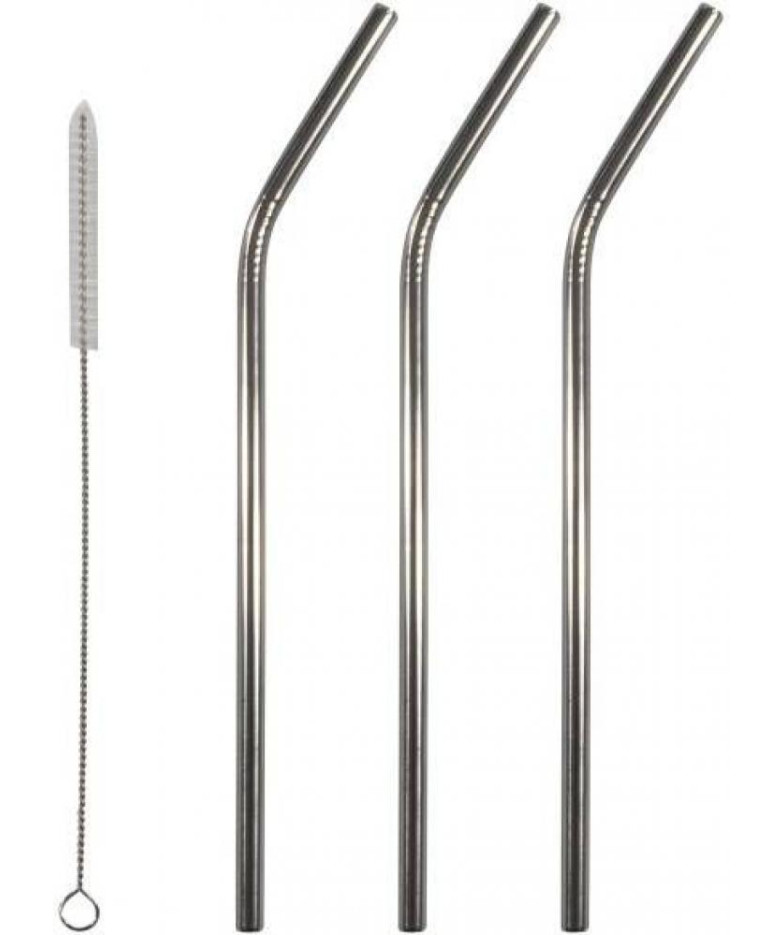 METAL  STRAWS SET.3PC..21CM, SUDRABA KRĀSĀ, NER.TĒR., Partner
