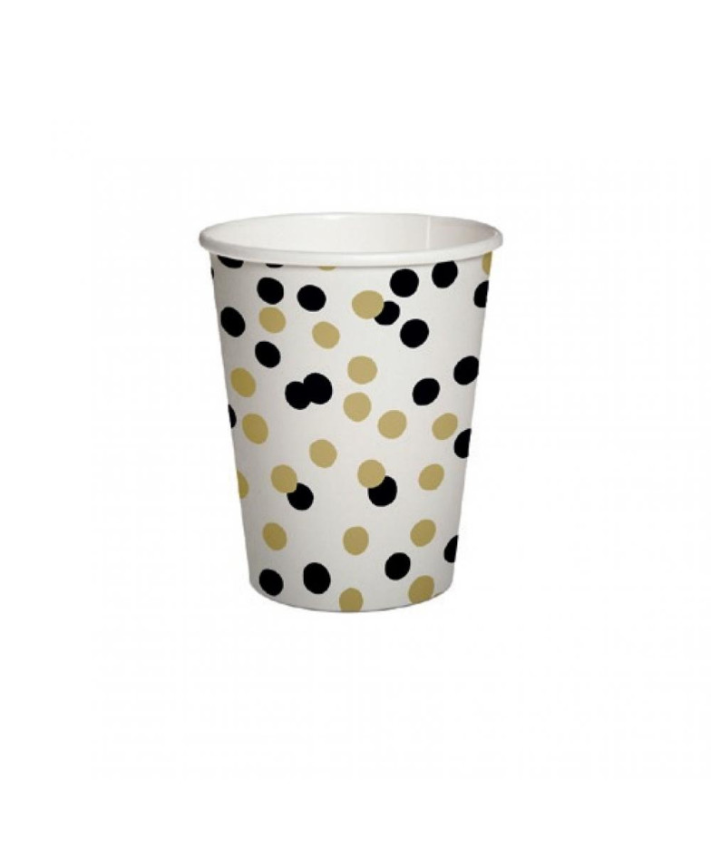 CONFETTI GOLD BLACK PAPER  CUP S 250ML 10GB, 0.079KG/IEP, Paw Decor Collection