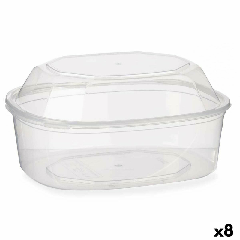 Rectangular Lunchbox with Lid Leknes BS1500ROIOV Transparent polypropylene 1,5 L 18 x 10,5 x 21,5 cm (8 Units)
