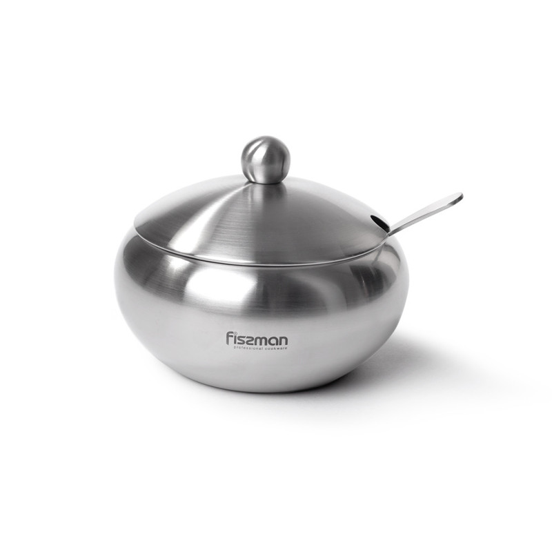 Sugar bowl with steel lid and spoon 560 ml (stainless steel)