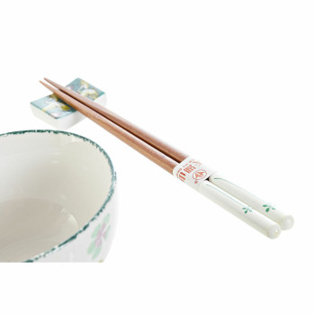 Suši Komplekts DKD Home Decor 25 x 25 x 6,5 cm Porcelāns Koks Balts Zaļš Austrumniecisks (6 Daudzums) (25 x 25 x 6,5 cm) (6 pcs)