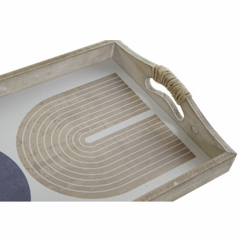 Padėklas DKD Home Decor 40,6 x 30 x 6 cm Rusvai gelsva Mėlyna Medžio MDF (2 vnt.)
