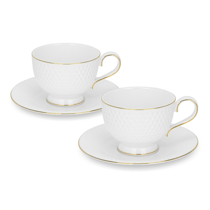 Set of cups NOEMI 200 ml x 2 pcs. with saucers (New bone china)