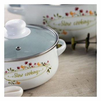 Casserole with glass lid Quid Memory Enamelled Steel,20 cm