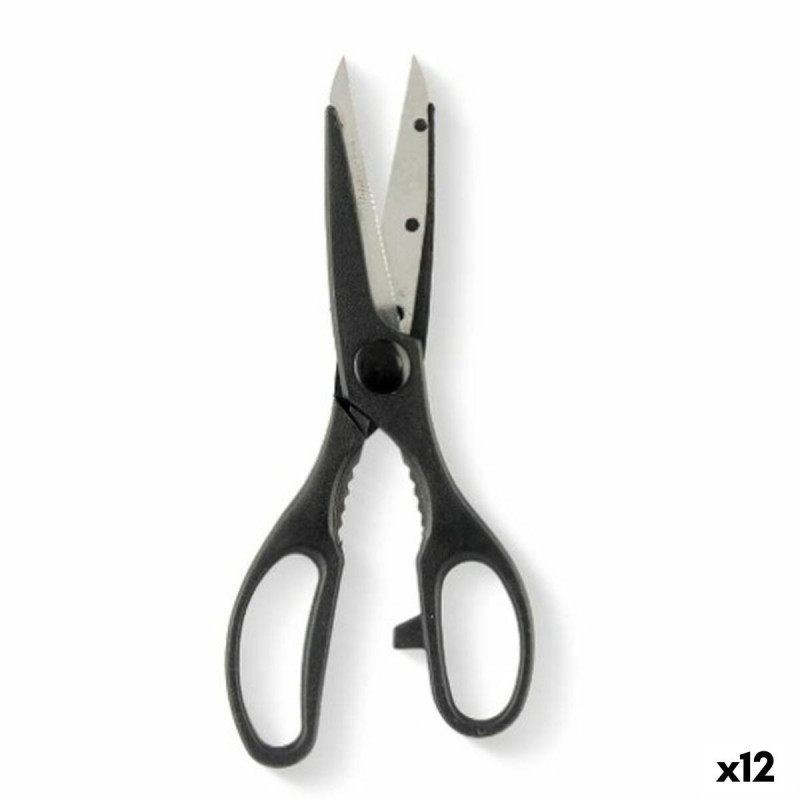 Kitchen Scissors Kinvara KN0194 Black Silver Stainless steel 7,5 x 21 x 1 cm (12 Units)