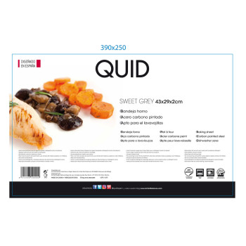 Non-Stick oven Tray Quid Sweet Grey Black Galvanised Steel 43 x 29 x 2 cm